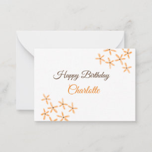 Orange brown flower happy birthday add name cutie  card