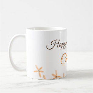 Orange brown flower happy birthday add name cutie coffee mug