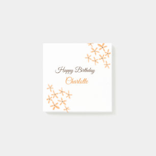 Orange brown flower happy birthday add name cutie post-it notes