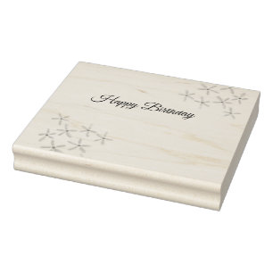 Orange brown flower happy birthday add name cutie  rubber stamp