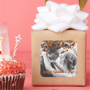 Orange Brown Foliage Overlay Add Your Own Photo Square Sticker