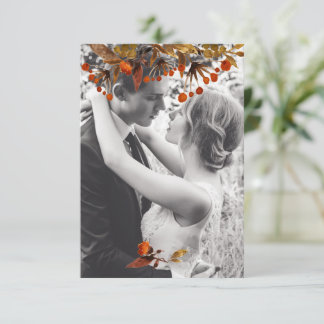 Orange Brown Foliage Overlay Add Your Own Photo Thank You Card