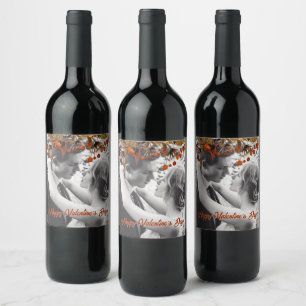 Orange Brown Foliage Overlay Add Your Own Photo Wine Label