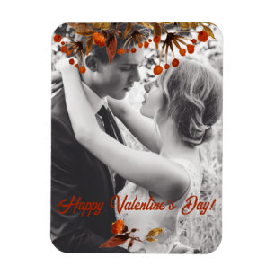 Orange Brown Foliage Valentine Add Your Own Photo Magnet