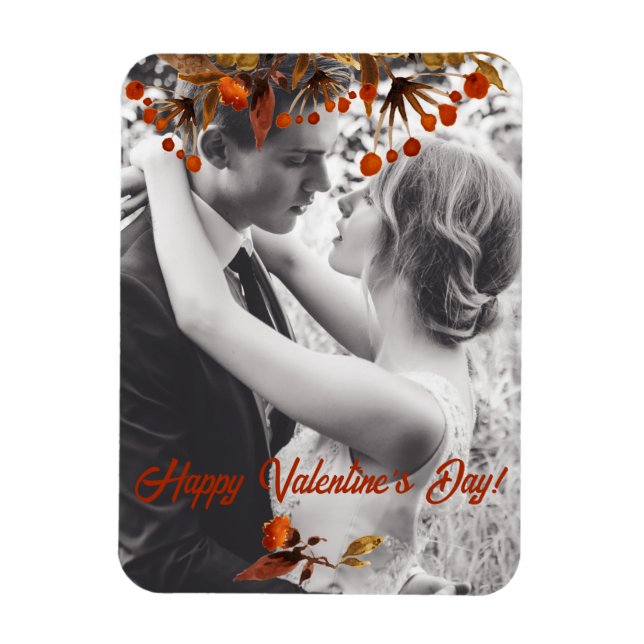 Orange Brown Foliage Valentine Add Your Own Photo Magnet (Vertical)