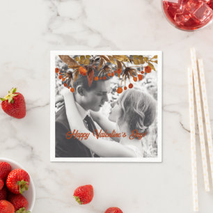 Orange Brown Foliage Valentine Add Your Own Photo Napkin