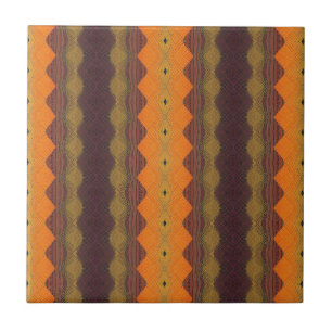 Orange brown green geometric art design tile