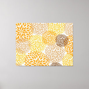 Orange Brown modern dahlia blossoms wall art