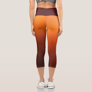 Orange & Brown Ombre Color Legging Capris
