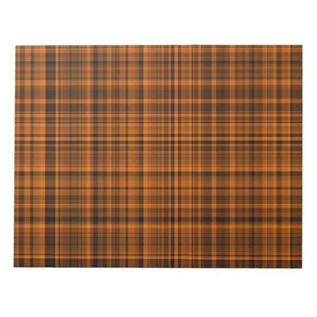 Orange Brown Plaid Chequered Pattern  Notepad (Front)