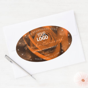 Orange Brown Rose Palm Leaves Product Labels Logo