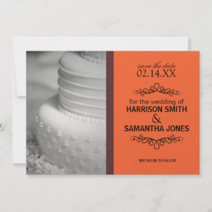 Orange & Brown Save the Date Wedding Announcements
