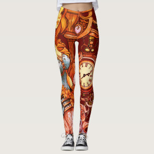 Orange + Brown Steampunk Mermaid Customised Tight Leggings