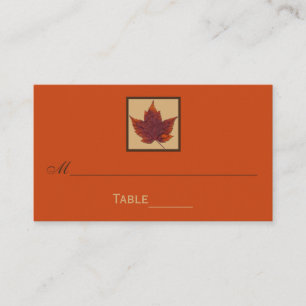 Orange Brown Striped Autumn Leaf Place Cards