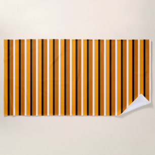 Orange Brown Stripes Pattern Design Beach Towel