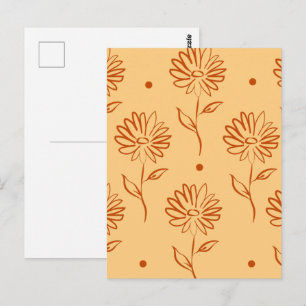 Orange Brown Sunflower Pattern Postcard