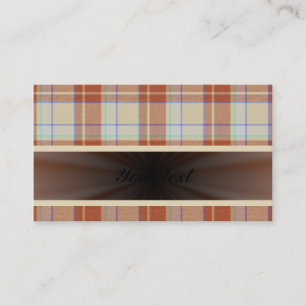 Orange Brown Tartan with Ribbon Business Card
