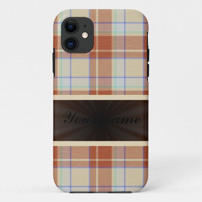 Orange Brown Tartan with Ribbon Case-Mate iPhone Case (Back)