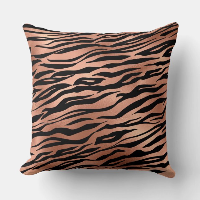 Orange/Brown Tiger Shimmer Reversible Pillow (Front)