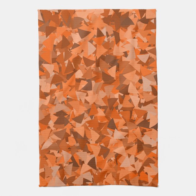Orange Brown Triangle Pattern Tea Towel (Vertical)