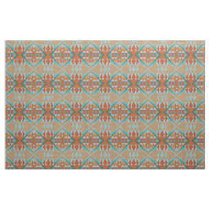 Orange Brown Turquoise Blue Eclectic Ethnic Look Fabric