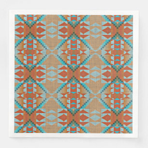 Orange Brown Turquoise Blue Eclectic Ethnic Look Napkin