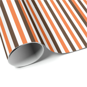 Orange Brown Vertical Stripes Pattern Wrapping Paper