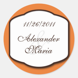 Orange Brown & White Wedding Envelope Seals