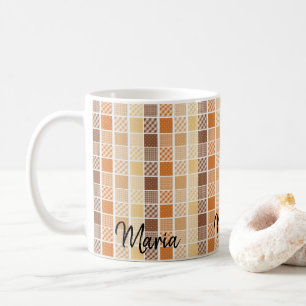 Orange Brown Yellow Plaid Mug