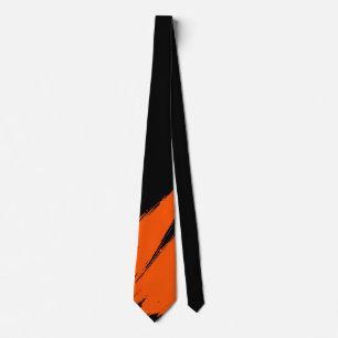 Orange Brush Modern Black Background Tie