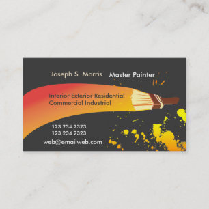 Orange Brushstrokes Colour House Painter Brush Business Card