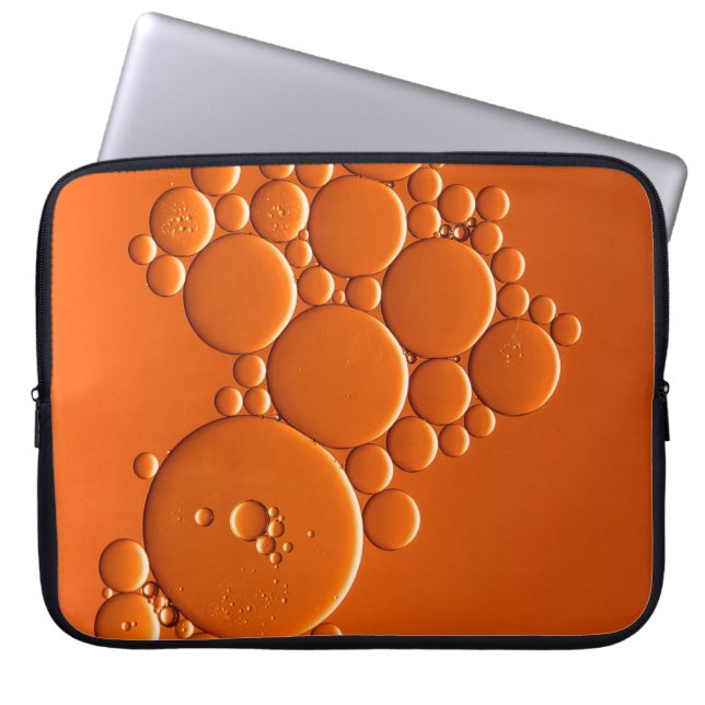 Orange bubbles art laptop sleeve (Front)
