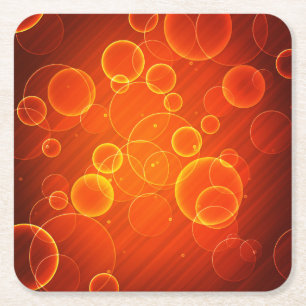 Orange Bubbles Square Paper Coaster