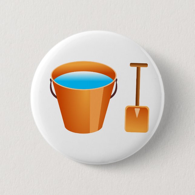 Orange Bucket & Spade 6 Cm Round Badge (Front)