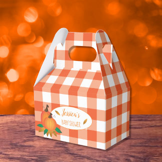 Orange Buffalo Check and Pumpkins Favour Boxes