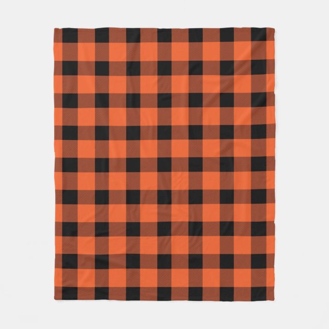 Orange Buffalo Country Lumberjack Plaid Fleece Blanket (Front)
