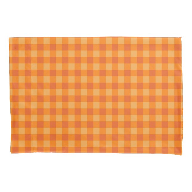 Orange Buffalo Plaid Cheerful Decor Pillow Case  (Front)