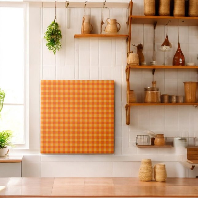 Orange Buffalo Plaid Holiday Tile (Creator Uploaded)