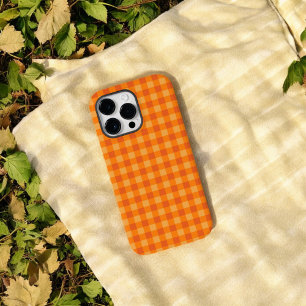 Orange Buffalo Plaid Phone Case for Fun Gift