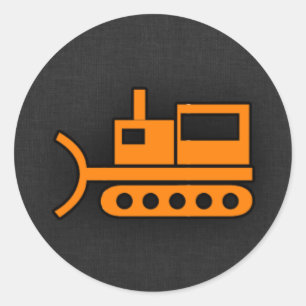 Orange Bulldozer Classic Round Sticker