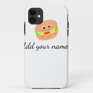 Orange burger watercolor add name text food fries iPhone 11 case