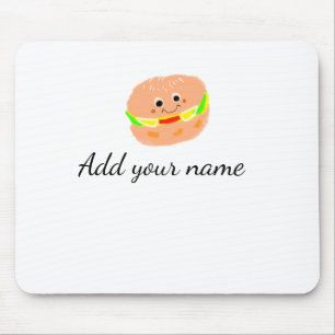 Orange burger watercolor add name text food fries mouse mat