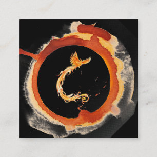 *~* Orange Burgundy Phoenix Ring of Red Fire Square Business Card