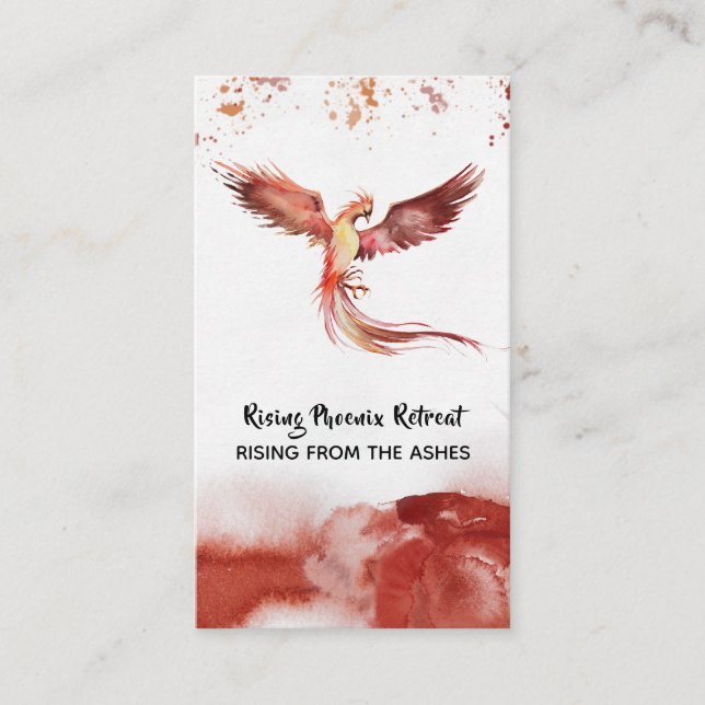 *~*  Orange Burgundy Red Feathers Phoenix Flame Business Card (Front)