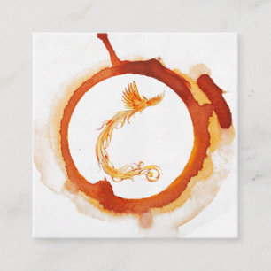*~* Orange Burgundy Red Flame Phoenix Ring of Fire Square Business Card