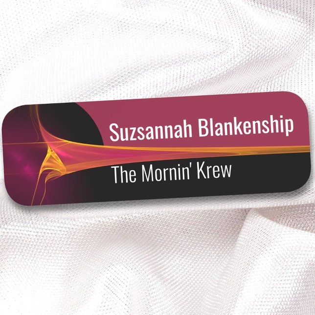Orange Burgundy Streaked Blast Background  Name Tag (Creator Uploaded)
