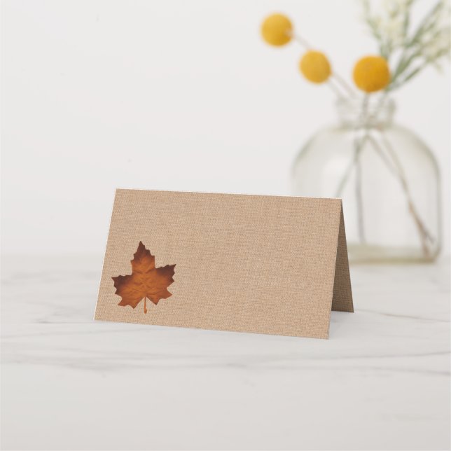 Orange Burlap Folded Place Cards (Back)