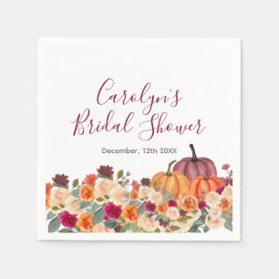 Orange Burnt Pumpkin Floral Bridal Shower Napkin