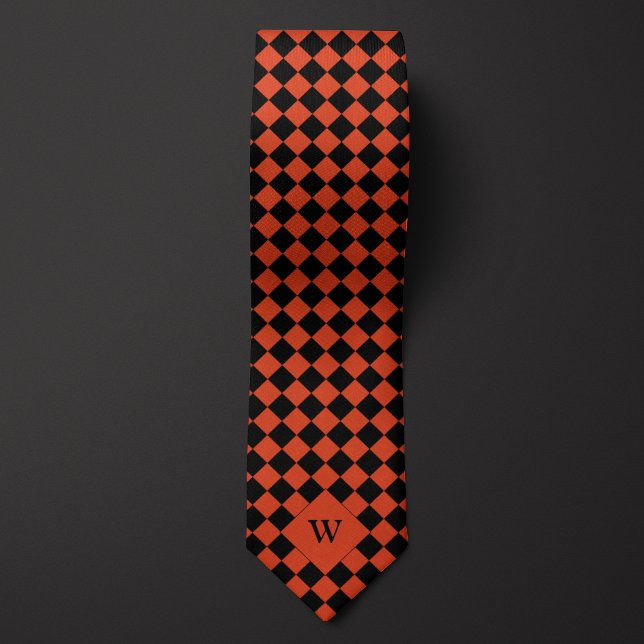 Orange Business Chequered Monogram Tie (Creator Uploaded)