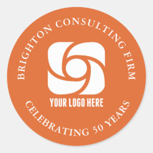 Orange Business Logo Custom Company Marketing Classic Round Sticker